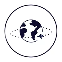 drawing of a plane flying around the globe