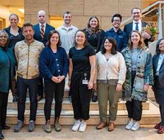 2024 Dean's Mentoring Award honorees pose for a photo with Dean Blake and Assistant Dean Allen