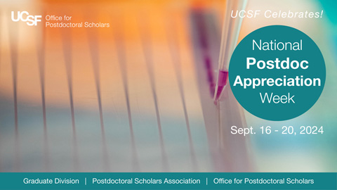 National Postdoc Appreciation Week Zoom Background with Parnassus Heights campus